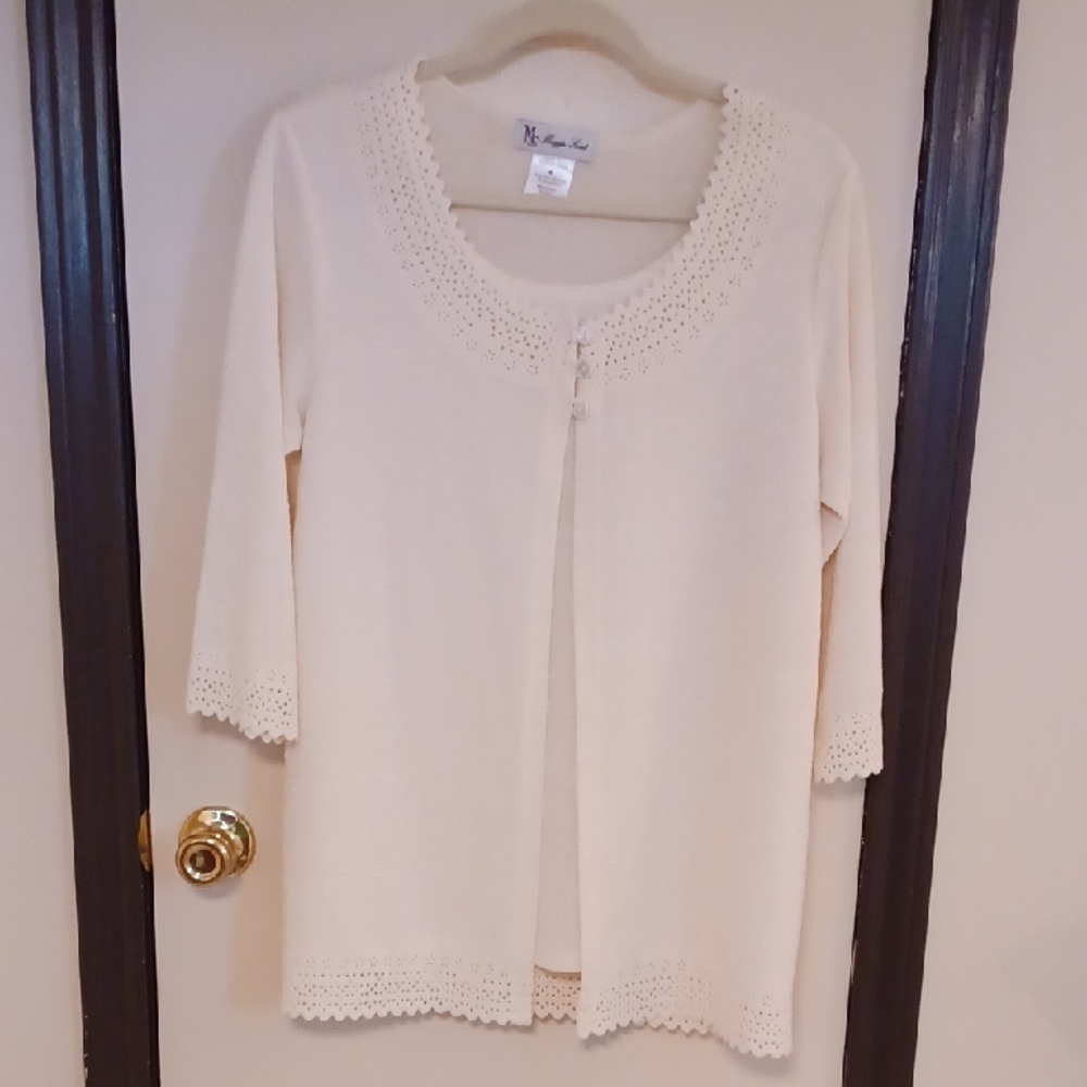Maggie Sweet Elegant Cream Cardigan with Attached Tank